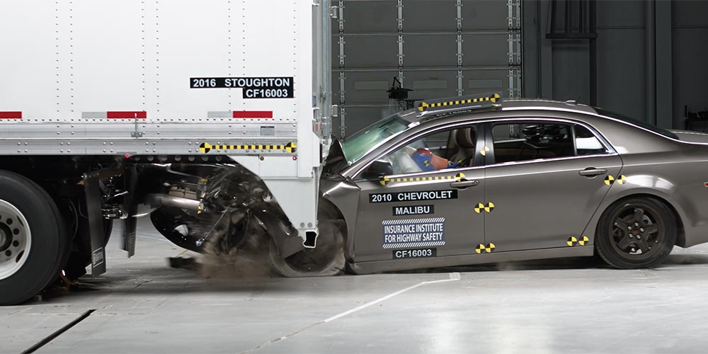 semi truck underride crash testing rear impact guard safety