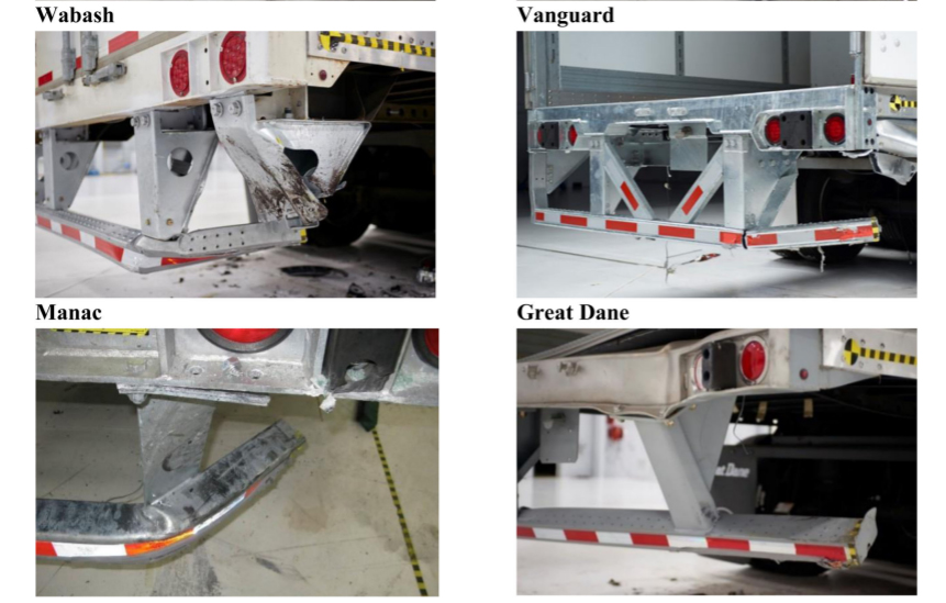Photo of the different types of rear impact guards for a semi truck underride accidents